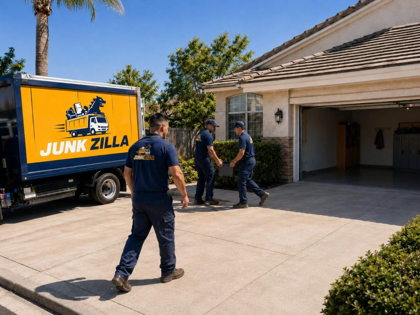 Cluttered garage before professional junk removal transformation in Bakersfield